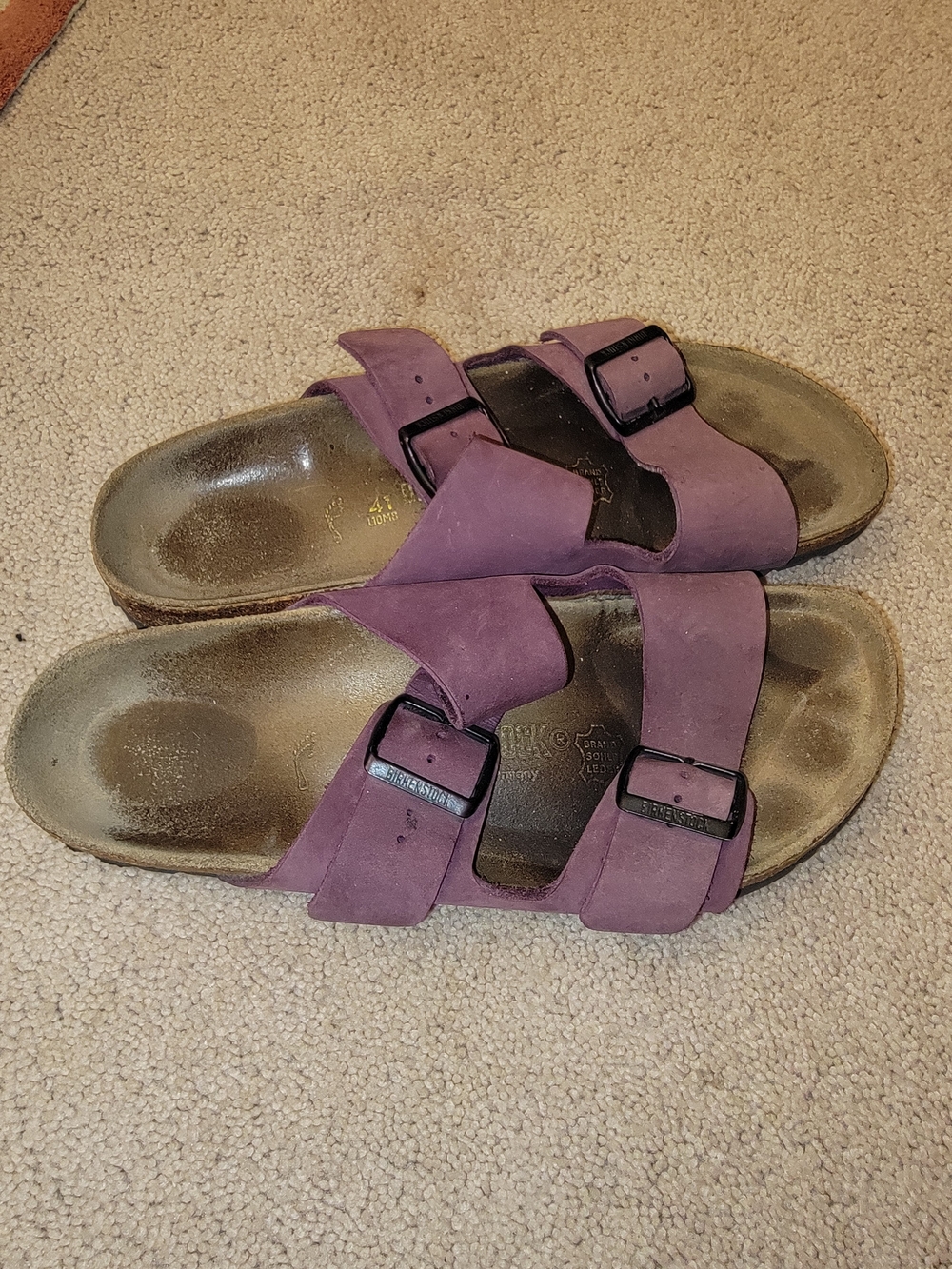 Birkenstock Purple Suede Two-Strap Sandals